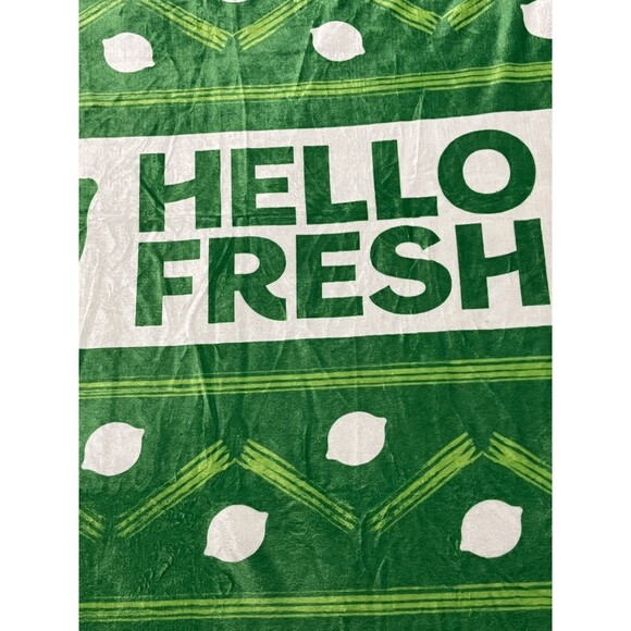 Throw Blanket Hello Fresh Plush Soft Silk Touch Green White Logo Lime Cozy 61x51 - Picture 2 of 3